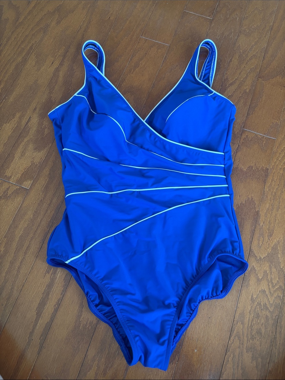 Miraclesuit Cobalt Blue One-Piece Swimsuit with White Piping